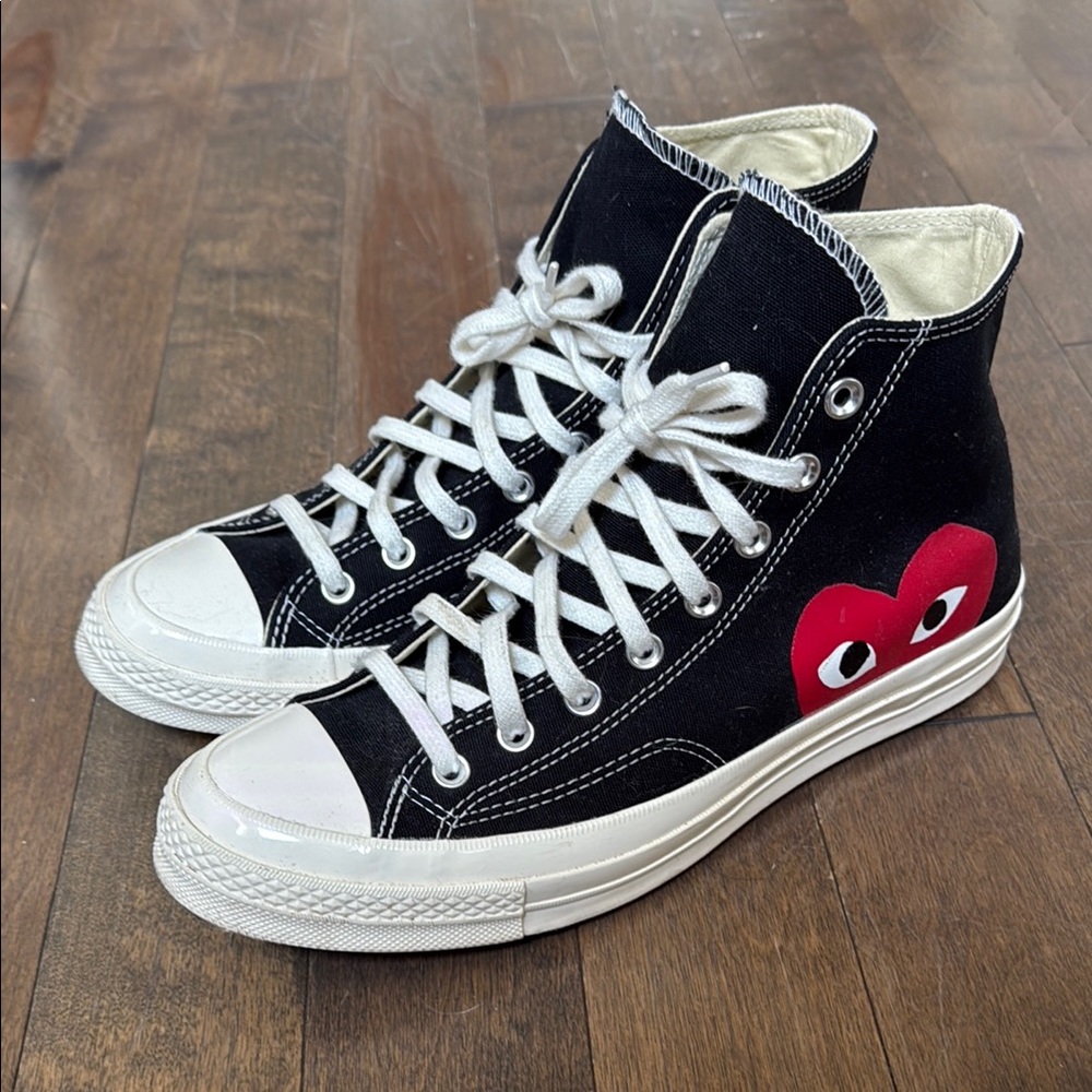 Black High-Top Sneakers with Red Heart